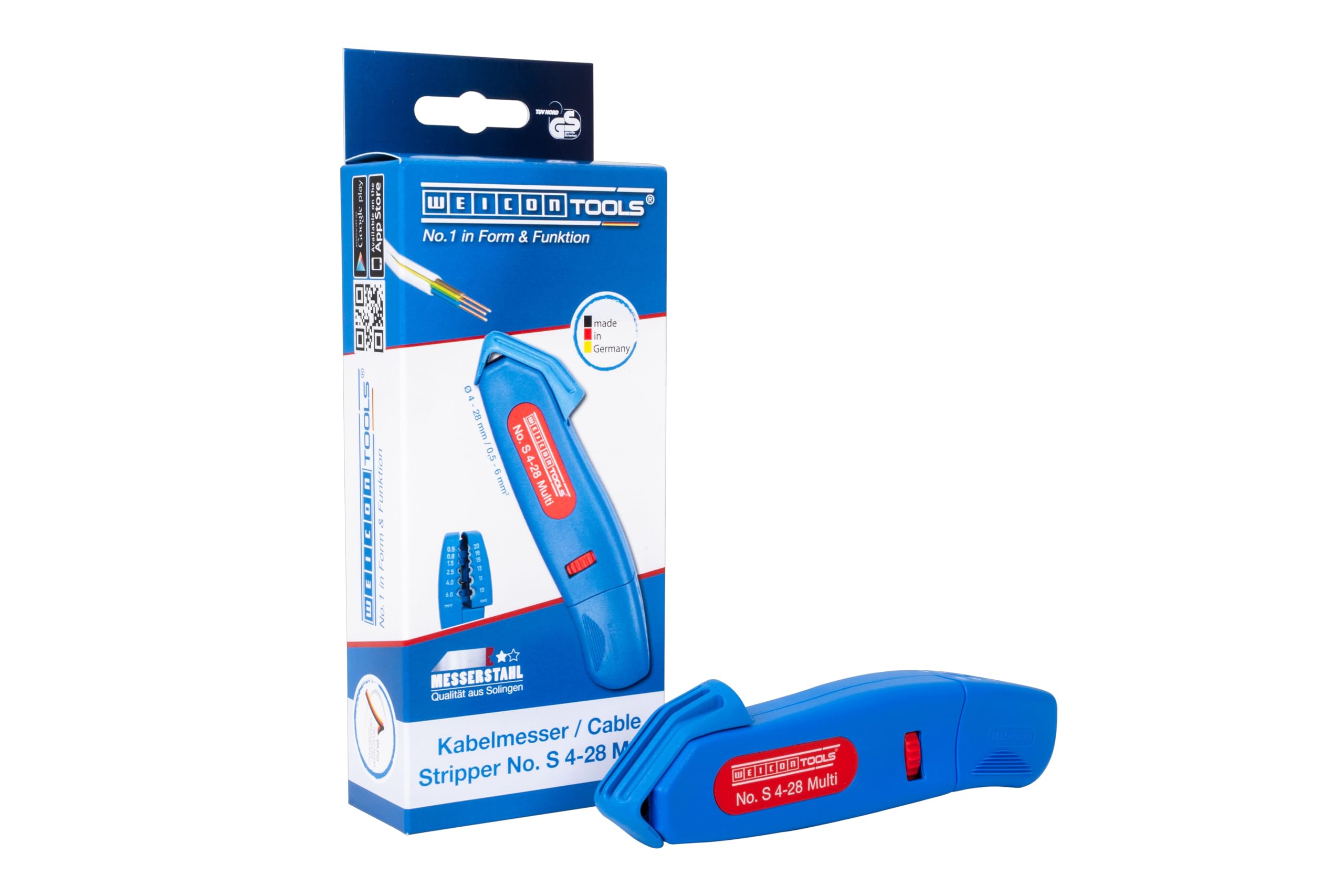 WEICON Tools Pelapatate cavo n. S 4-28 Multi | Gamma di lavoro 4-28 mm Ø | Pelapatate conduttori integrato nell'alloggiamento