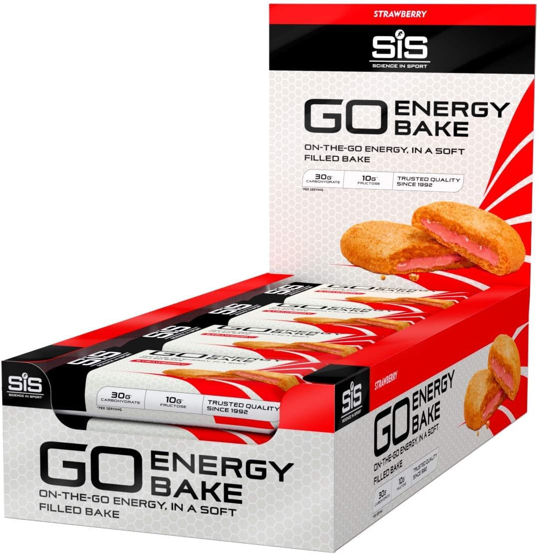 Science in Sport GO Energy Bakes, 30 g Carbs, High Carb Soft-Filled Baked Energy Snack, Strawberry Flavour, 12 Bars