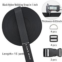 ZHFMILY 1 inch Black Nylon Webbing Strap with