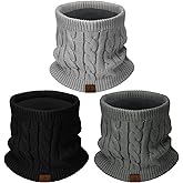 Goocoz Mens Scarf Winter Neck Gaiters 3PCS, Knit Neck Warmer with Thick Fleece Lining Scarves, Cold Weather Gear for Men Ski