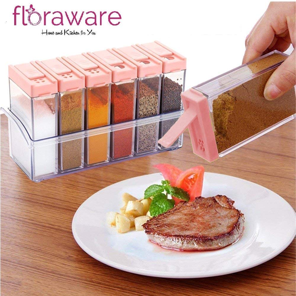Floraware Seasoning Box Seasoning Set Pepper Salt Spice Rack (Set of 6