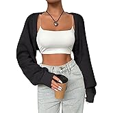 SPR&JOY Women’s Bolero Shrug Sweaters, Knitted Open Front Long Sleeve Cropped Tops, Solid Cute Sexy Casual Fashion Cardigans