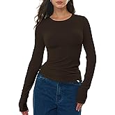 C202 Women's Merino Wool Blend Shirts Long Sleeve Tops Crew Neck Fitted Basic Tee Cozy Embrace Collection