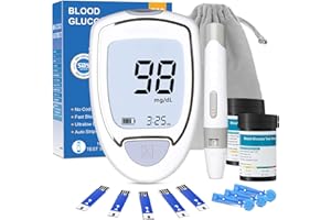 CAKRNPS Glucose Monitor Kit, Blood Sugar Monitor with 100 Test Strips &100 Lancets for Diabetes Testing, High Accuracy Blood Glucose Meter with Auto Eject, No Coding & Large LCD for Seniors, Glucometer Diabetes Testing Kit for Travel & Home Use