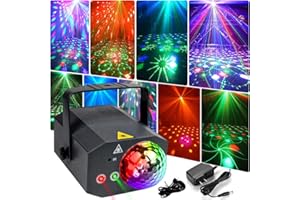 Amosamz Semicircular ABS Party Light, 3 Laser Groups, 7 LED Background Colors, Sound Activated, Easy Installation, Remote Control
