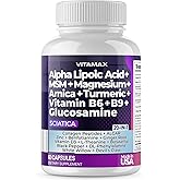 Sciatic Nerve Health Support - Sciatic Nerve Supplement Capsules with Folic Acid, Pea, Glucosamine, MSM, Vitamin B Complex, Alpha Lipoic Acid 300mg – 60ct – Made in USA