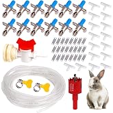 KHEARPSL 12Pcs Rabbit Nipple Drinker Kit Automatic Rabbit Watering System | Includes 12 Drinking Nipples, 23 ft Hose, Hole Opener, Barb Fittings for G1/2" Connector (Blue, 12Pcs)