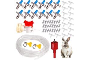 KHEARPSL Rabbit Nipple Drinker Kit Automatic Rabbit Watering System Kit Include 12 Rabbit Drinking Nipple, 23ft Hose, Hole Opener, Barb Valve Fitting to G1/2'' Connector (Blue, 12Pcs)