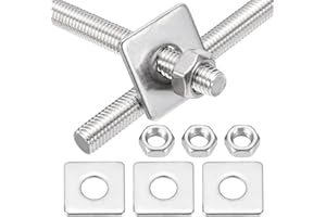 MECCANIXITY 2Set M8x150mm Fully Threaded Rod, 201 Stainless Steel Threaded Rods Bar Studs Right Hand Threads with Nut Square 