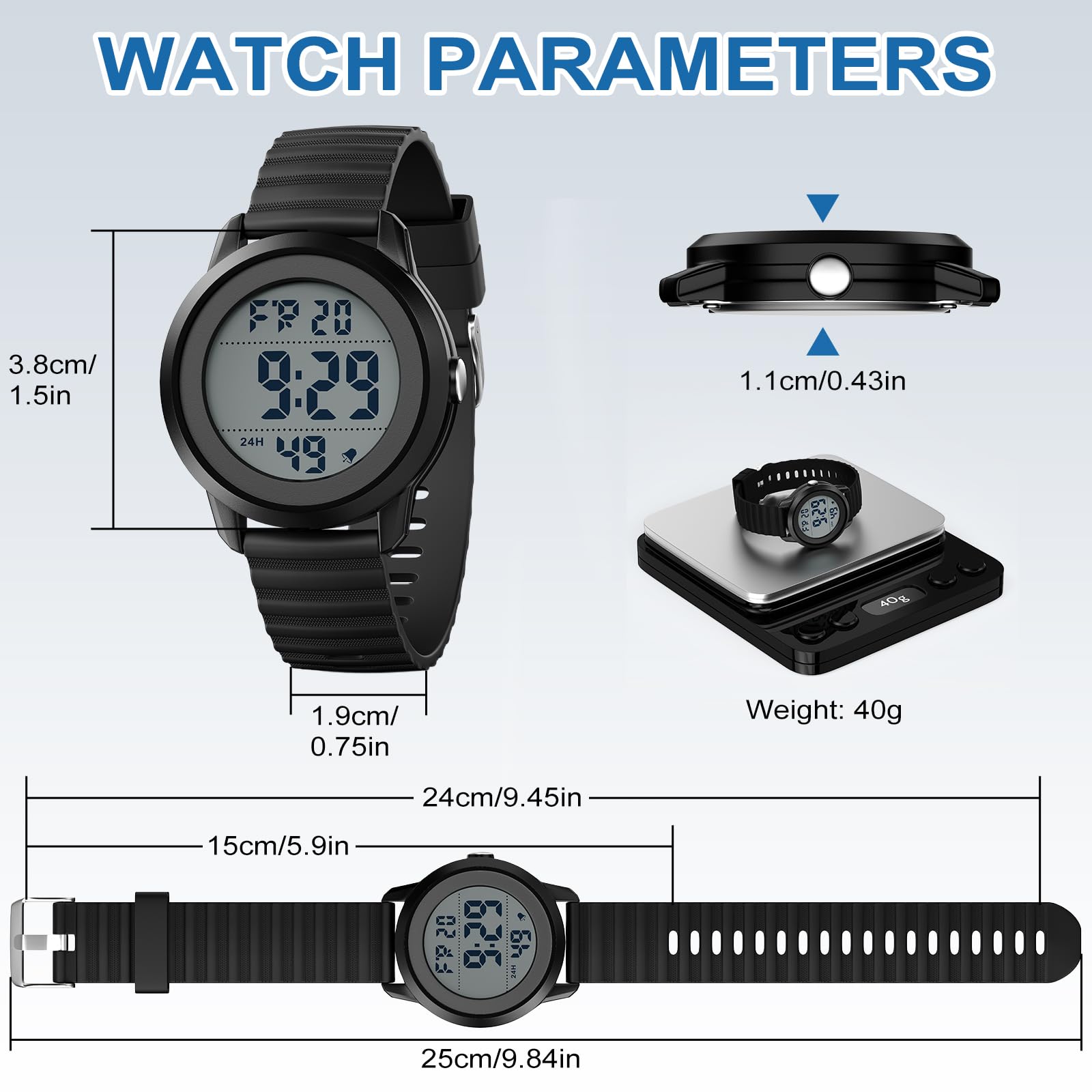 CKV Kids Watch Digital for 10-18 Boys Girls, 30M Water Resistant 1.5'' Sports Wristwatch for Kids with Backlight, Countdown, Stopwatch, Alarm