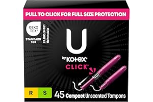 U by Kotex Tampons, Click Compact Multipack, Regular/Super Absorbency, Unscented, 45 Count