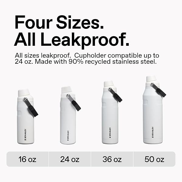 STANLEY ICEFLOW FAST FLOW WATER BOTTLE 24 OZ | ANGLED SPOUT LID | LIGHTWEIGHT AND LEAKPROOF FOR TRAVEL AND SPORTS | INSULATED STAINLESS STEEL | BPA-FREE | BLACK