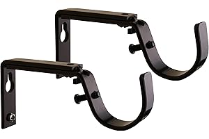 Meriville Set of 2 Oil-Rubbed Bronze Curtain Drapery Rod Bracket for 1 1/4-Inch Rod, Adjustable