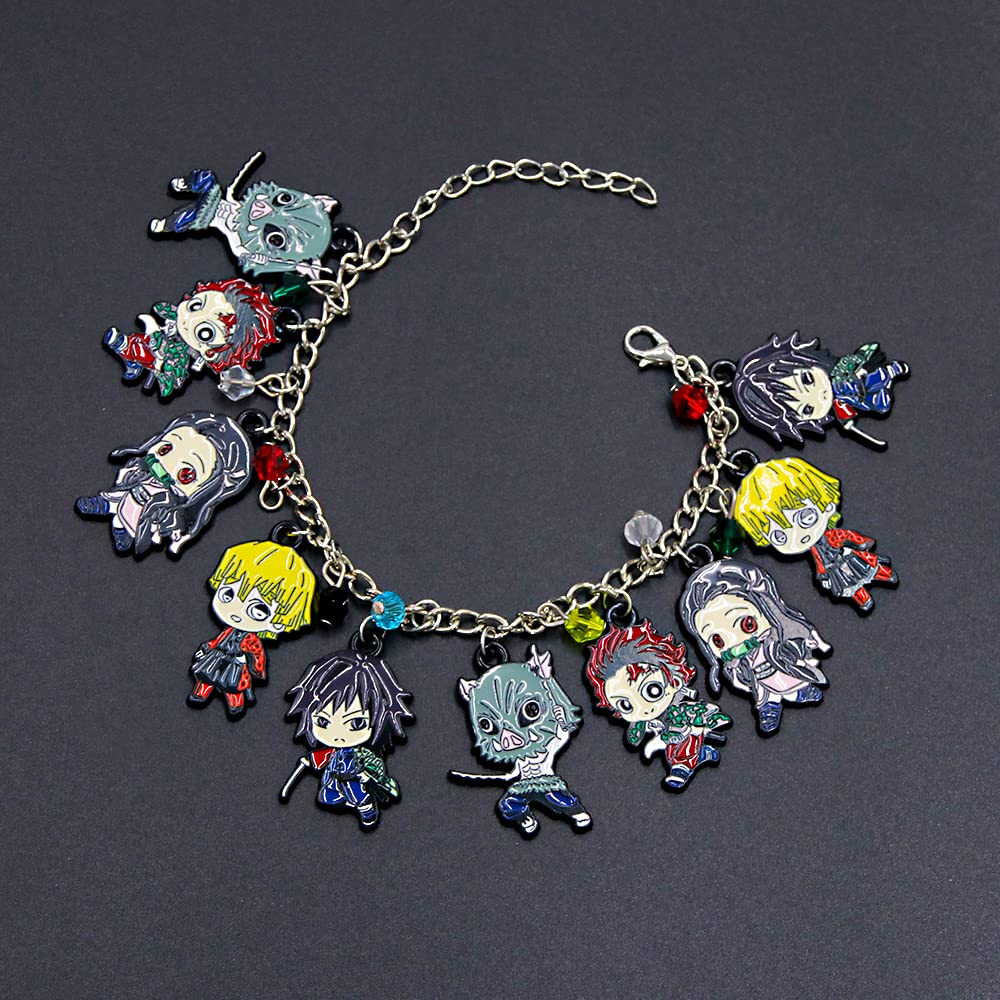 SONGCHANGJEWELRY Anime Figure Tanjiro Charm Bracelet - Tanjiro Nezuko Zenitsu Inosuke Figure Bracelet - Gifts
