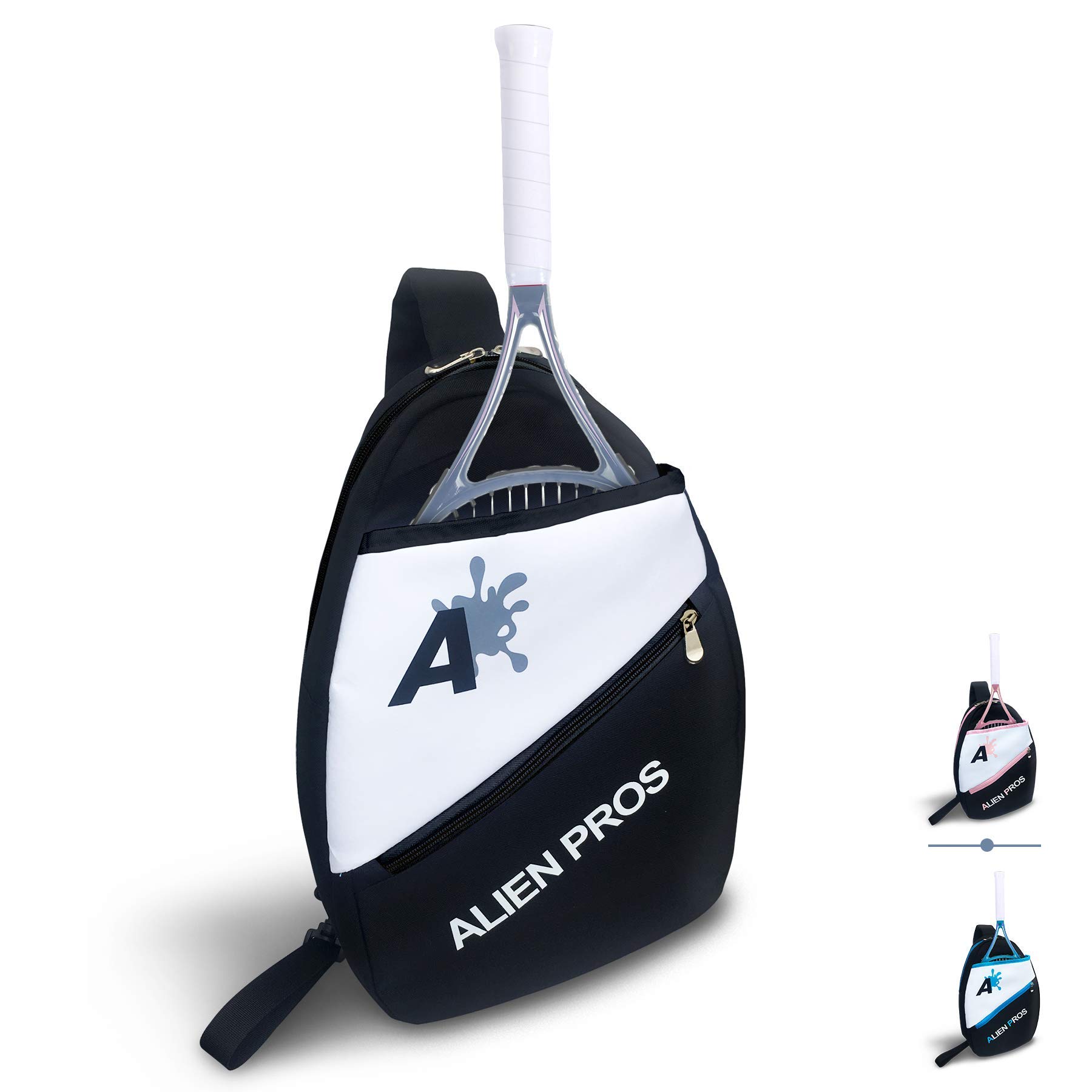 Alien Pros Lightweight Tennis Sling Backpack for Your Racket and Other Essentials - Pack Quickly and Lightly for Tennis and in Life - Tennis Racket Bag Sling Bag for Men and Women