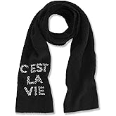 KARL LAGERFELD womens Sparkle Embroidered Letters C'est La Vie Scarf