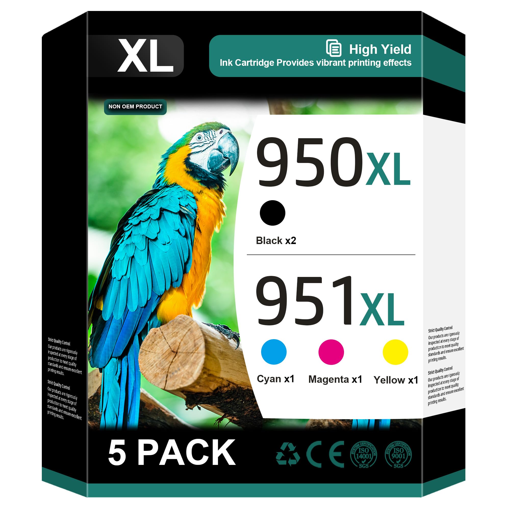 Photo 1 of 950XL and 951XL Ink Cartridges Combo pack (5-Pack) Replacement for HP 950XL 951XL Ink Cartridges for HP Printers OfficeJet 8600 Series Pro 251dw, 8100, 8600 Series,C2P01FN, 2 Black,Cyan,Magenta,Yellow