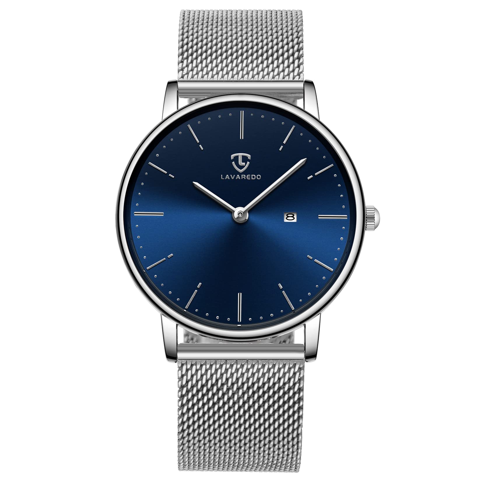 BEN NEVIS Mens Watch, Minimalist Fashion Simple Wrist Watch Analog Date with Stainless Steel Mesh Band, 14-SilverBlue, Modern