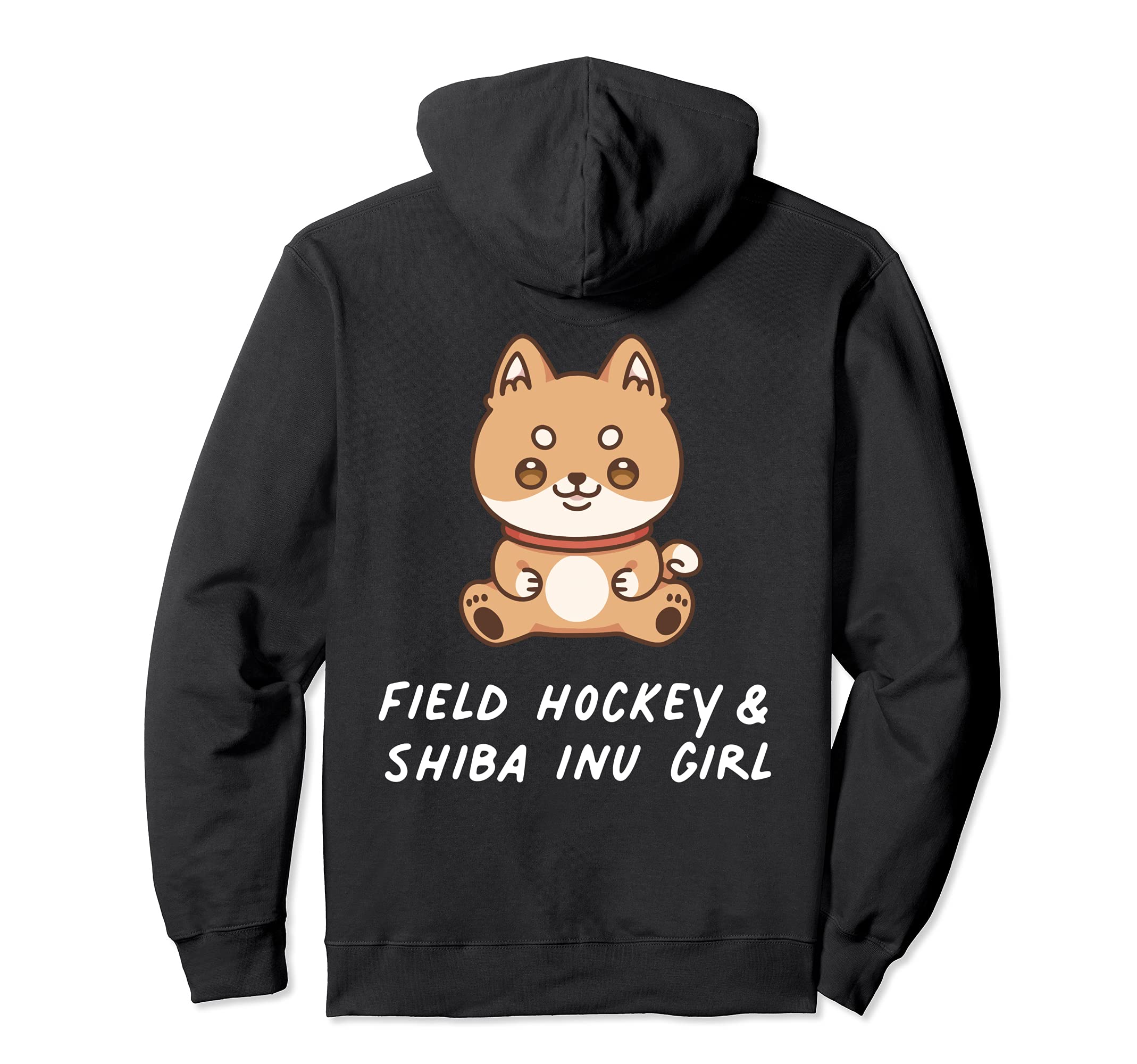 Field Hockey & Shiba Inu Girl Kawaii Sports Japanese Dog Pullover Hoodie