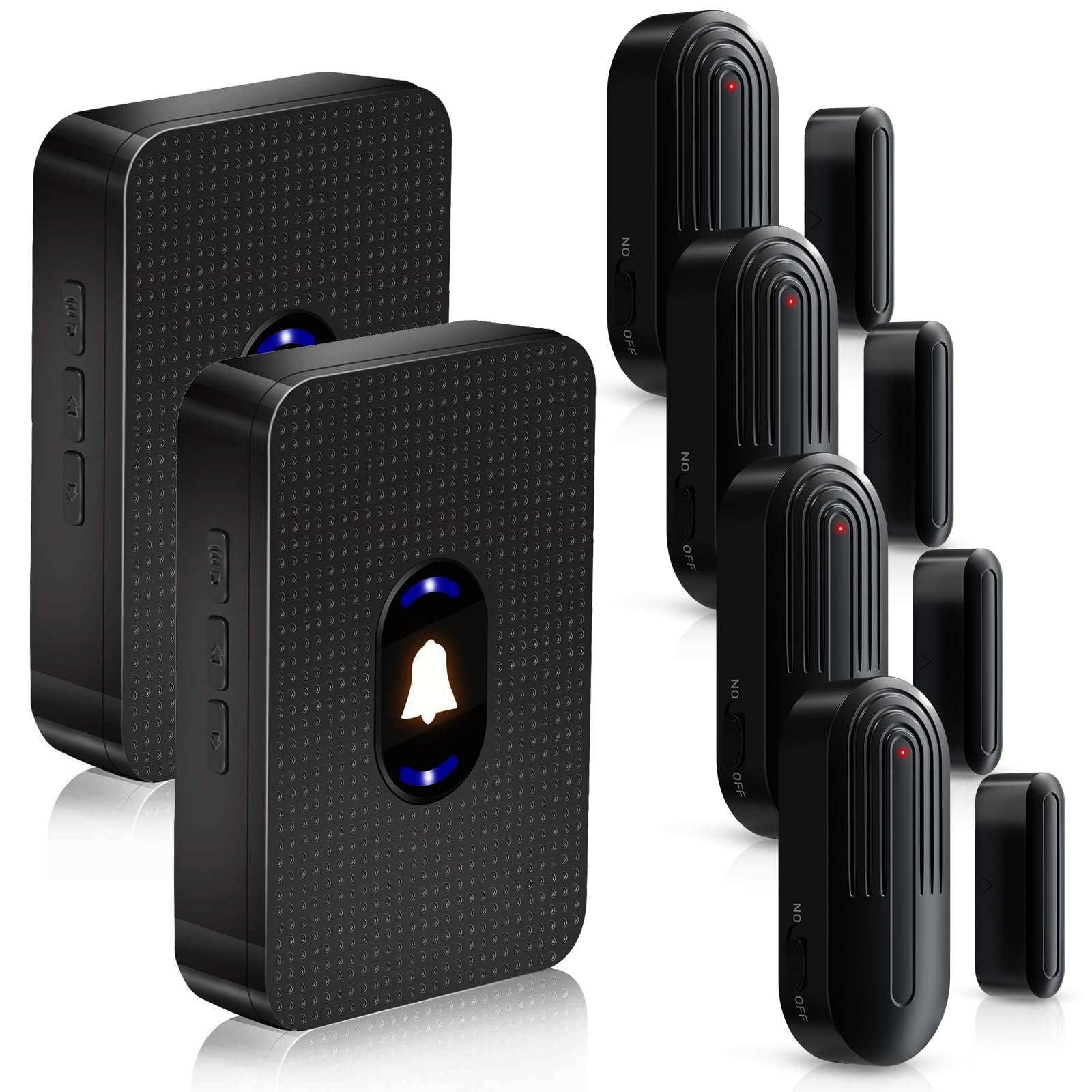 DAYTECH Wireless Door Alarm Sensor, Door Open Alarm Chime, Entry Alert For Home Store Office Security, 300ft/100m Operating Range, 55 Ringtones 5 Volume, 2 Receivers & 4 Sensors