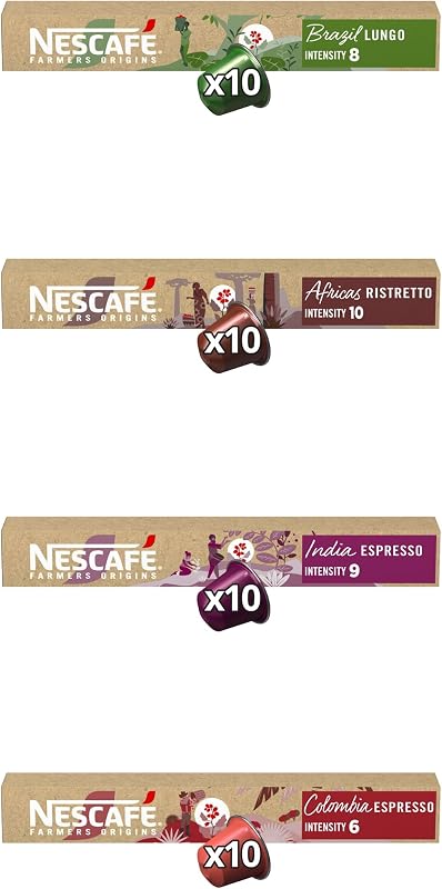 NESCAFÉ Farmers Origins Pack Variété - Cafés de toutes les régions, Arabica et Robusta torréfaction Ambrée 6 x 10 (60 Capsules) Approuvé pour les machines NESPRESSO - Exclusivité Amazon