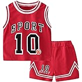 Mobarta Toddler Kids Sports Athletic Jersey Shorts Set Todder Boys Jerseys Outfit 2 Piece Basketball Tank Top Mesh Shorts Set