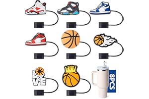 XGWYANT 8-Piece Basketball Series Straw Covers for Stanley Cup, 0.4in/10mm Diameter Straw Toppers Cap,Compatible with Stanley 20 30&40 0z Cup, Dust-Proof Straw Caps for Water Bottle