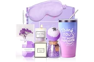 MACEVIA Birthday Gifts for Women, Relaxing Lavender Spa Gift Basket Set,Thank You Gifts for Women Who Have Everything,Unique Birthday Gift Basket for Women, Mom, Sister, Coworker, Wife, Girlfriend
