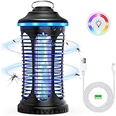 Rechargeable Bug Zapper Outdoor & Indoor, Mosquito Zapper, Fruit Fly Trap, Gnat Moths Catcher, 4200V Grid, USB Charging, 4000mAh Battery, Fit for Home, Kitchen, Backyard, Camping, Patio, Black