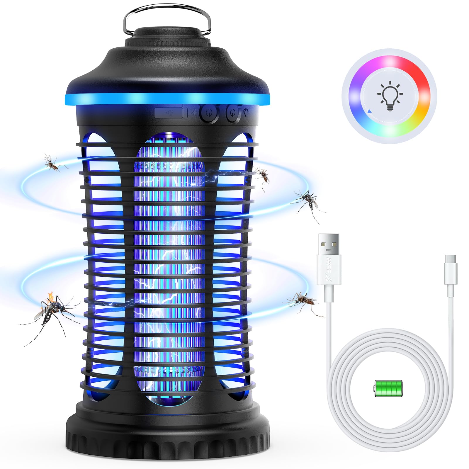 Photo 1 of *UNTESTED*
Rechargeable Bug Zapper Outdoor & Indoor, Mosquito Zapper, Fruit Fly Trap, Gnat Moths Catcher, 4200V Grid, USB Charging, 4000mAh Battery, Fit for Home, Kitchen, Backyard, Camping, Patio, Black