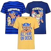 Paw Patrol Nickelodeon Chase Marshall and Rubble Boys 3 Pack T-Shirts for Toddler and Little Kids