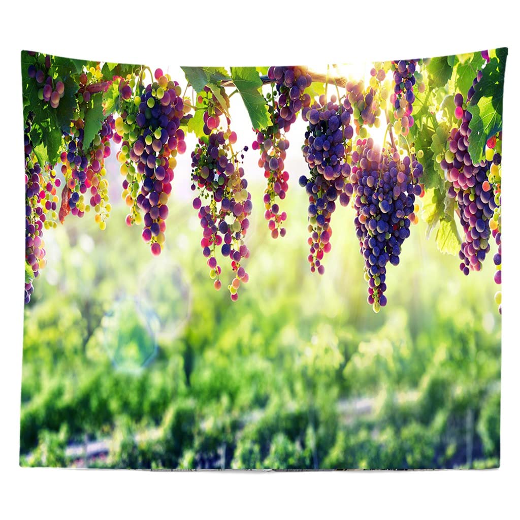 Photo 1 of BULOR Vineyard Tapestry Grapes Clusters Wine Rustic Vintage Tapestry Wall Hangings Tapestry for Kids Bedroom Living Room Dorm Man Cave Background(80x60 Inch)
