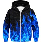 TUONROAD Boys Hoodies Sweatshirt Cool Pullover with Pockets Size 6-14 Years | Full zipper, 3D graphic prints, kangaroo pocket, polyester spandex, school and casual layering,Size 6-14