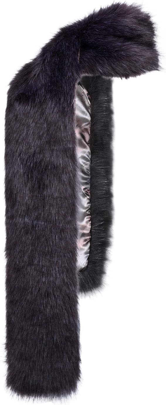 LITHER Women Winter Warm Faux Fox Fur Scarf Collar Long Wrap Scarf Stole Shawl Shrug