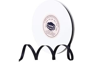 VATIN 1/4 inches Double Faced Black Polyester Satin Ribbon - 50 Yards for Gift Wrapping Ornaments Party Favor Braids Baby Shower Decoration Floral Arrangement Craft Supplies