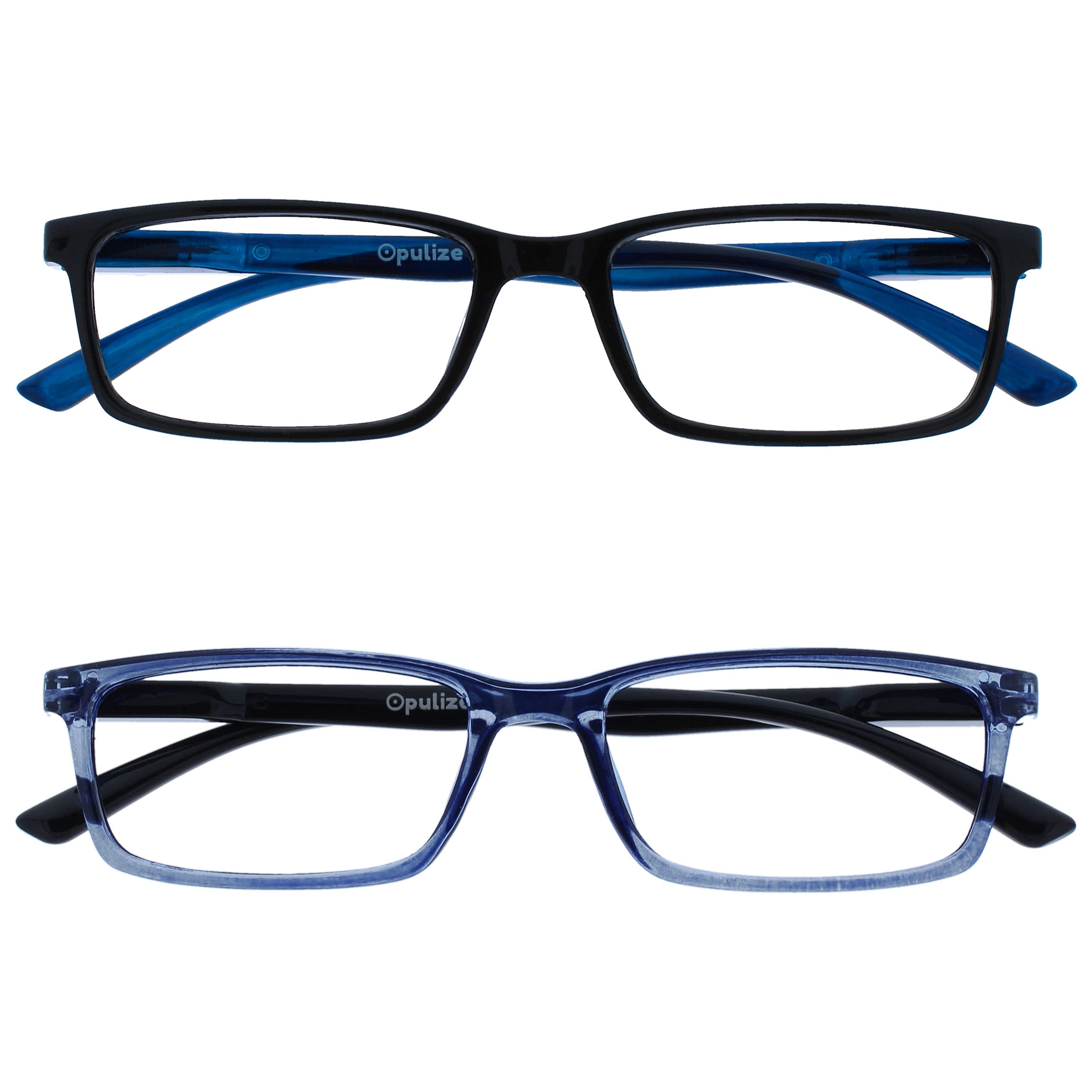OPULIZE SEE Blue Light Blocking Glasses for Women Men - 2 Pack - Narrow Frame - Anti-Glare Computer and Gaming Eyewear - UV and Eyestrain Protection - Improve Sleep - Black Blue +0.00