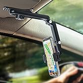 XEFINAL Sun Visor Phone Holder,360° Rotatable Rearview Phone Holder, Cell Phone Holder for Car Sun Visor Perfectly for iPhone, Samsung & Other Cellphone, Car Accessories