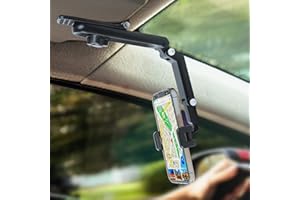 XEFINAL Sun Visor Phone Holder,360° Rotatable Rearview Phone Holder, Cell Phone Holder for Car Sun Visor Perfectly for iPhone, Samsung & Other Cellphone, Car Accessories