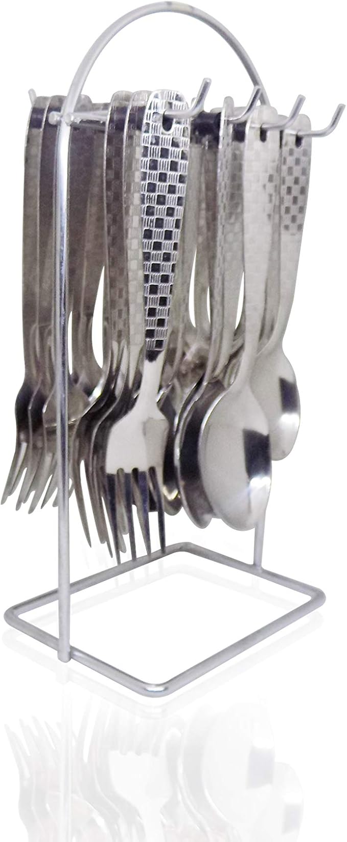 Stainless Steel Cutlery Set with Stand Pack of 24 (Silver) Amazon.in
