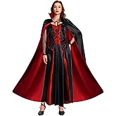 ellzant Womens Vampire Costume Outfit Dress, Gothic Vampire Cape Corset Skirt Shirt Costume Clothes Womens Halloween Costumes (style 1, M)