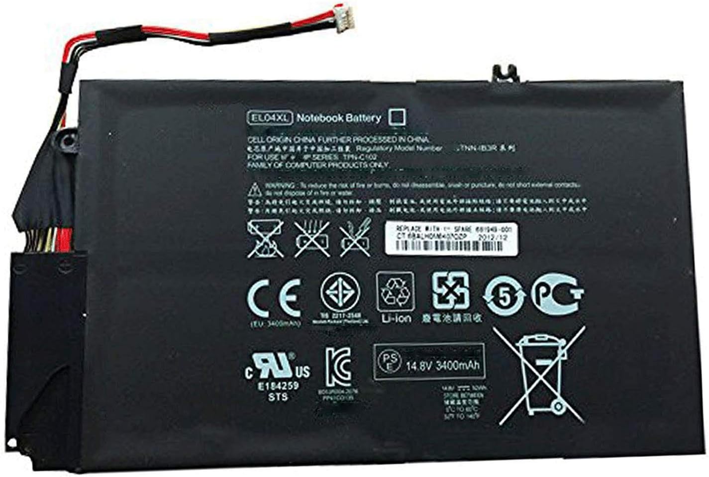 EL04 EL04XL ELO4XL TPN-C102 HSTNN-IB3R 681879-1C1 681949-001 HSTNN-UB3R 681879-171 681879-541 Laptop Battery Replcement for HP 4-1000 4-1100 4-1200 4-1043CL Envy 4-1000 4-1100 4-1200(14.8V 52Wh) - Image 4
