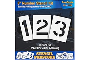 STENCIL PROSTORE Pavement Stencils - 8 inch Number KIT Stencil Set - (12 Piece) - 8" x 6" x 1/8" (128 mil) - Pro-Grade