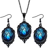 CSIYANJRY99 Witch Accessories for Women Mystery Cameo Jewelry Goth Halloween Necklace Earrings Set Vampire Earrings Costume Gothic Accessories