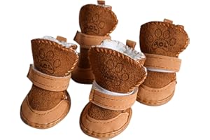 Payanwin Puppy Boots - Anti-Slip, Warm Winter Dog Shoes (XS, Brown)
