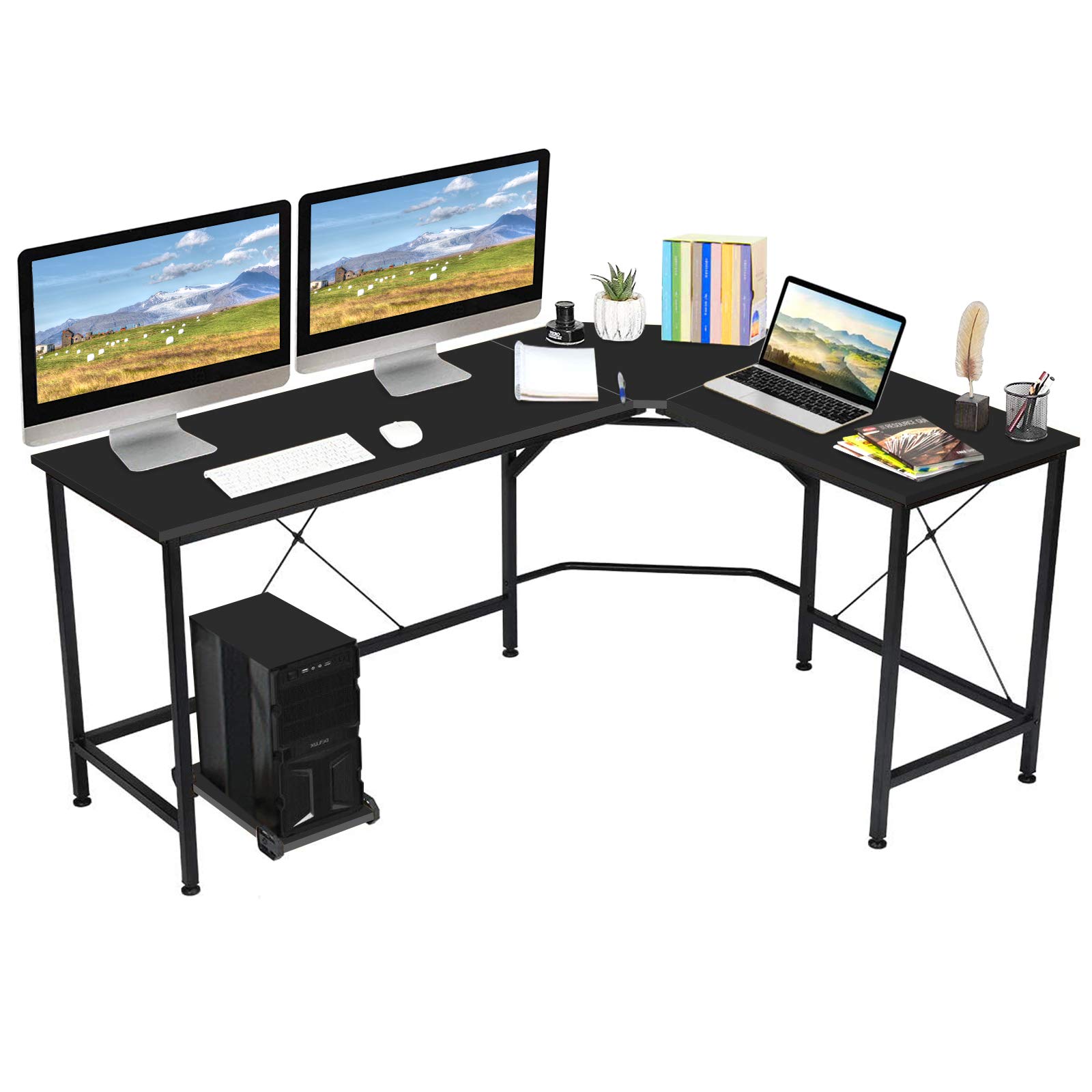 Buy KingSo L Shaped Computer Desk with CPU Stand, 65" Modern Corner