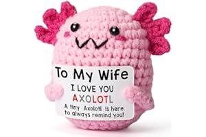 WEYON Wife Gifts from Husband, Mini Crochet Axolotl for Mothers Day Birthday Christmas Wedding Anniversary, Funny Romantic Present Like Card Necklace Bracelet Earring Blanket Slippers Candle Mug Basket Box