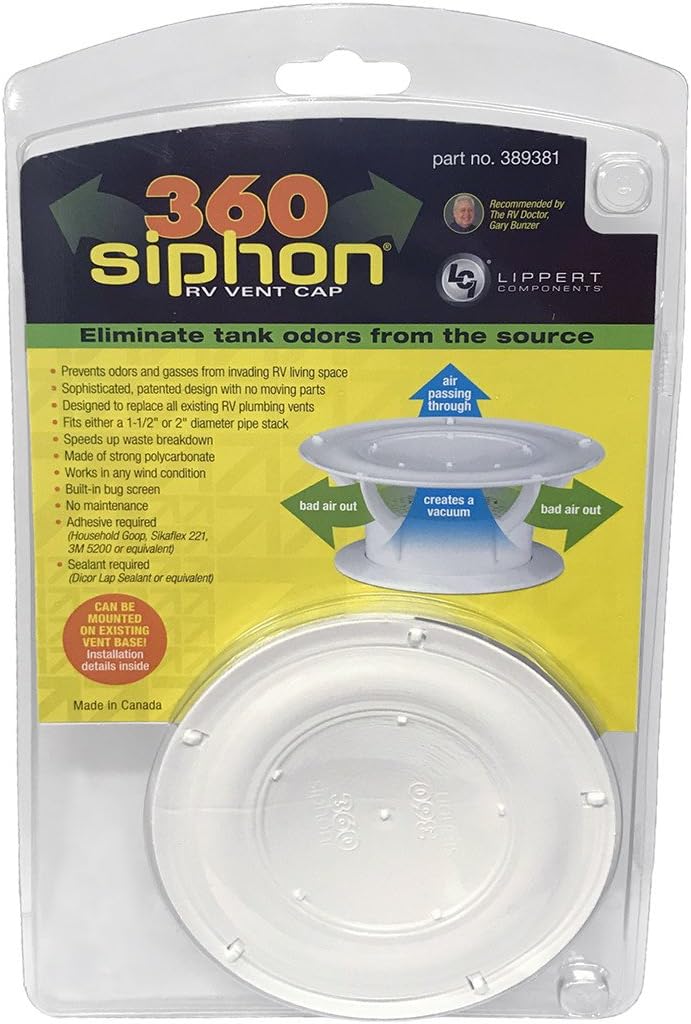 Lippert Components 389381 360 Siphon Roof Vent Cap - White (Gen 2): Automotive