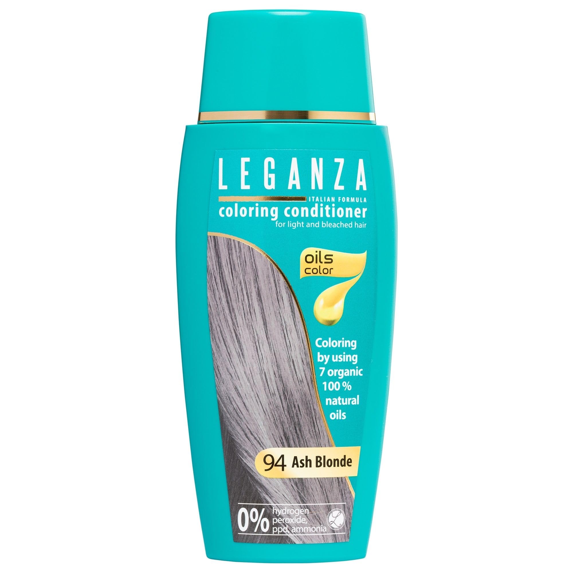 Leganza Hair Coloring Conditioner Natural Balm Color Ash Blonde Nº 94 | Enriched with 7 Natural Oils | Ammonia, PPD and Paraben Free | 150 ml