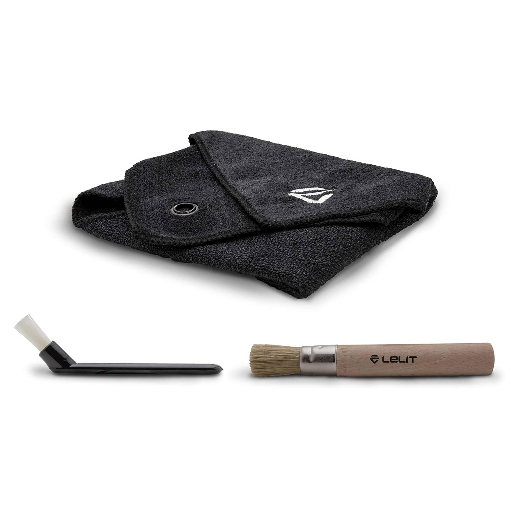 Lelit - Cleaning Kit For Coffee Machines - With Microfibre Cloth, Wooden Brush & Nylon Brush - PLA9101 - Black