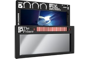 The Prince 1.0 | Shade 5-13 Adjustable Silver Auto Darkening Welding Lens | 2" x 4 1/4" x 0.33" | Adjusts From Shades 5-13 | Silver Front - Light Blue Weld View | Ridge Products Royal Series